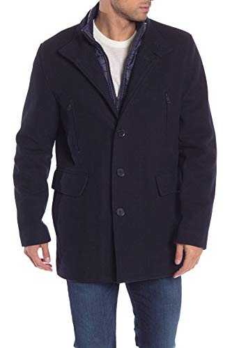 Cole Haan Signature Men's Wool Twill Topper with Set in Bib Coat