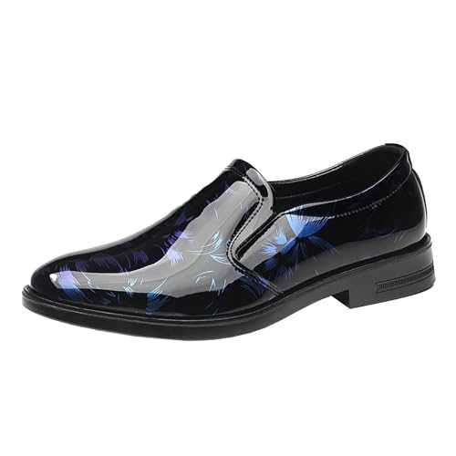 Men's Formal Dress Shoes Patent Leather Classic Oxford Shoes Formal Business Leather Shoes Elegant Evening Party Shoes Wear-Resistant Driving Walking Shoes Square Root Leather Shoes for Men