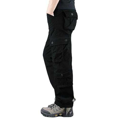 Mens Cargo Trousers, Outdoor Jogging Combat Workwear Trousers, Loose Fit Tracksuit Bottoms, Casual Durable Straight Leg Work Pants, Light Breathable Hiking Sports Bottoms with Multiple-Pockets