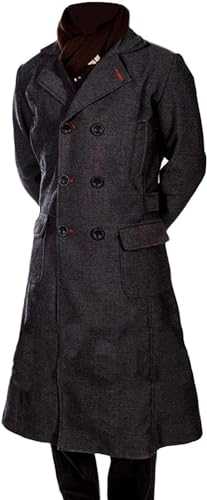 Vintagearc Sherlock Grey Wool Classic Holmes Trench Long Coat | Mens Detective Holmes Cumberbatch Wool Coat