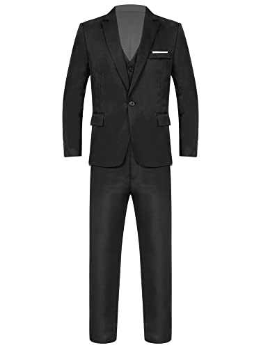 iEFiEL Men's 3 Piece Tuxedo Suits Slim Fit Suit Set One Button Solid Formal Jacket Waistcoat Trousers Outfits