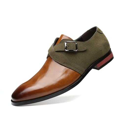 ENWIND Men's Leather Oxford Dress Shoe Buckle Strap Low Top Walking Shoes Business Wedding Party Formal Shoes
