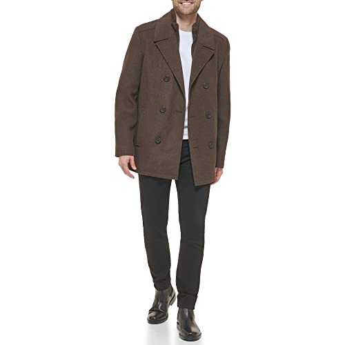 Kenneth Cole Men's Pea Coat With Bib