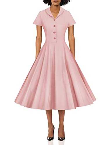 GownTown Women's 1950s Vintage Plaid&Dot Swing Tea Dress with Pockets