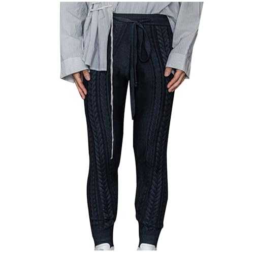 BVEBJDX Men's Knitted Casual Pants UK Clearance Men Knit Sweatpants Drawstring Elastic Waist Lounge Pants Stretchy Knit Trouser Slim Fit Trousers Solid Color Skinny Tracksuit Leggings Plus Size