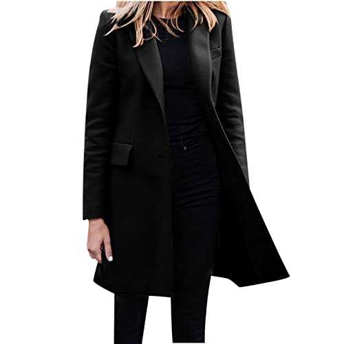 Winter Jackets Women Plus Size Fall Casual Fashion Long Sleeve Mid Length Coat Single Breasted Cardigan Windbreaker Ladies Elegant Long Trench Cocts Windproof Casual Jackets for Business Work