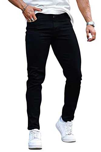 Men's Classic Slim Fit Stretch Jeans for Men Skinny Flex Denim Pants Ripped Designer