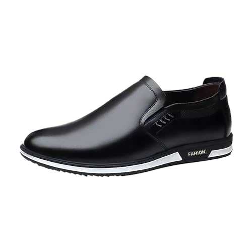 Loafer Shoes Men | Solid Color PU Leather Slip On Moccasins Wide Fit Non-Slip Classical Business Shoes Low Top Shallow Mouth Gentlemen Oxford Pointed Toe Shoes