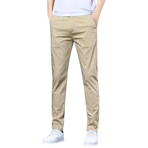 Suit Trousers Men's Slim Fit Summer Plain Business Trousers Elegant Versatile Leisure Trousers Long Straight Chino Trousers Formal Comfortable Work Trousers Casual Everyday Trousers Outdoor Trousers