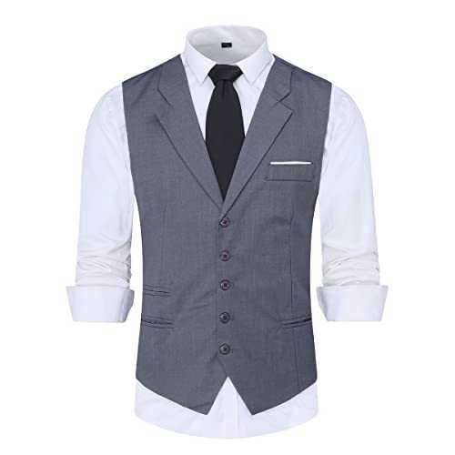 YOUTHUP Men's Slim Fit Suit Waistcoat Formal V-Neck Dress Vest Casual Business Sleeveless Waistcoats