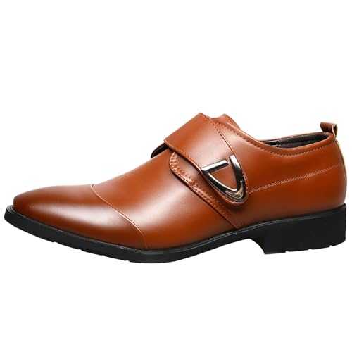 Men's Monk Shoes Derbys Dress Shoes Casual Single Buckle Leather Shoes Pointed Toe Oxfords Shoes Mens Moccasins Classic Retro Business Shoes Comfortable Commuter Office Walking Shoes for Men