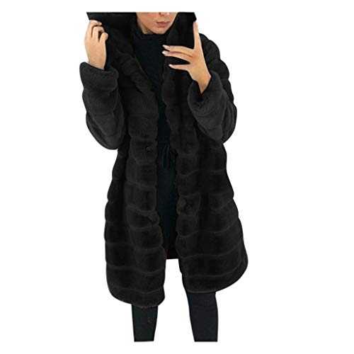 Faux Fur Coat for Women UK Long Hoodies Jackets Winter Warm Furry Chav Coats Soft Comfortable Open Front Windproof Cardigan Solid Color Fluffy Jacket Plus Size S-4Xl