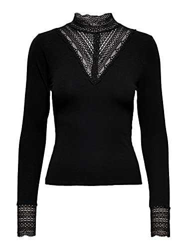 ONLY Women's Onltilde L/S High Neck Lace Top JRS Longsleeve T-Shirt