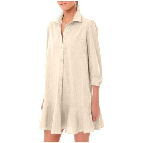 Womens Button Down Shirt Office Work Oversized Blouse Long Sleeve Linen Dress Shirts with Pocket