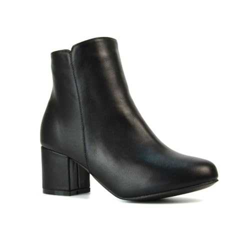 ESSEX GLAM Womens Ankle Boots Block Low Heel Ladies Zip Casual Formal Booties Shoes Size