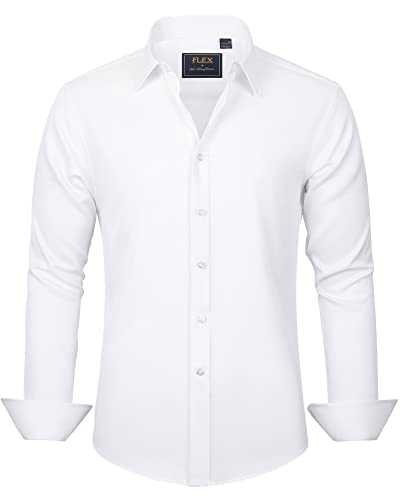 J.VER Men's Long Sleeve Plain Stretch Dress Shirt Casual Non Iron Business Formal Shirt S-6XL