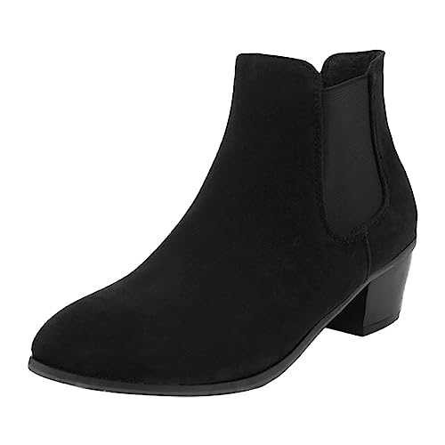 Womens Wide Fit Ankle Boots High Heel Chunky Winter Boots for Women Ankle Boots for Women High Heel Zip Flat Ankle Boots Women Women's Black Suede Ankle Boots Low Heel