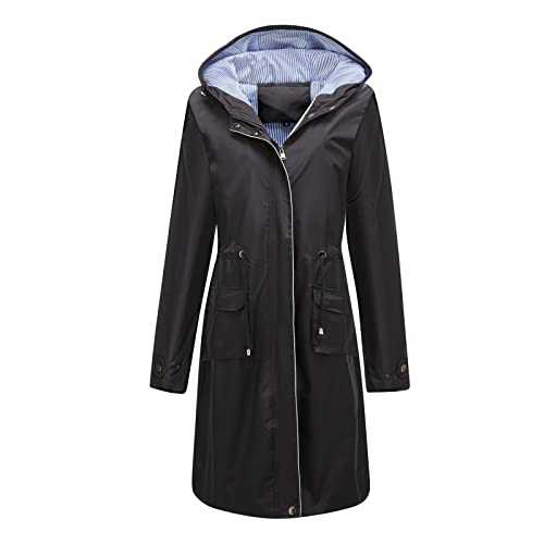 Ladies Jackets Size 18 Ladies Puffer Jacket Women Light Rain Jacket Outdoor Trench Raincoat With Hood Lightweight Plus Size For Girls Teddy Bear Coats For Women Teddy Jacket Women
