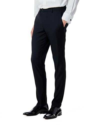 Xposed Mens Classic Plain Formal Dress Suit Trousers Tailored Fit Tapered Legs