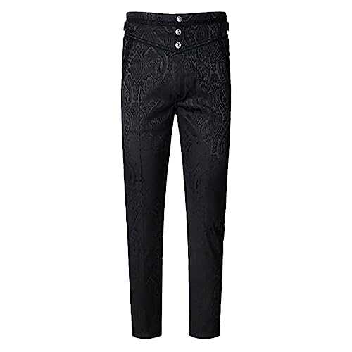 Men's Medieval Pants Gothic Vintage Aristocrat Embroidered Brocade Steampunk Victorian Clothing Halloween Cosplay Costume Trousers Slim Fit Straight Leg Pencil Tapered Sailor Pants