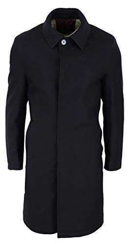Harry Brown Mens Black Wool Overcoat Jacket Smart Formal 3/4 Trench Retro Vintage 1920s