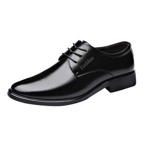 Men's Fashion Lace-ups Pointed Toe Oxfords Leather Shoes Casual Business Formal Soft Leather Cushioning Comfortable Lightweight Business Wedding Dress Shoes