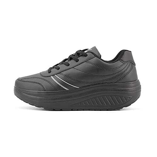 JOMIX Womens Swing Sneakers Comfortable Lace-up Sport Trainers Breathable Running Shoes for Gym Walking Jogging Fitness