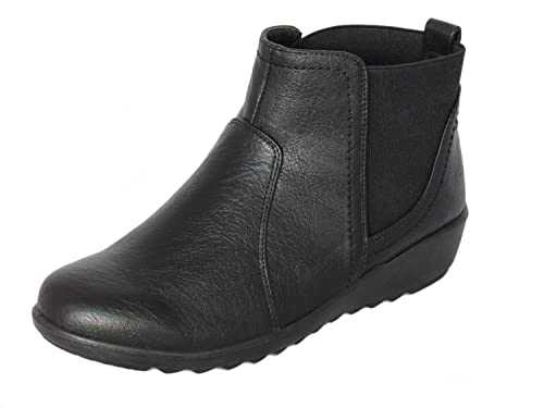 Cushion Walk Womens Ladies Slip On Twin Gusset Lightweight Casual Comfort Ankle Boots UK Sizes 4-8