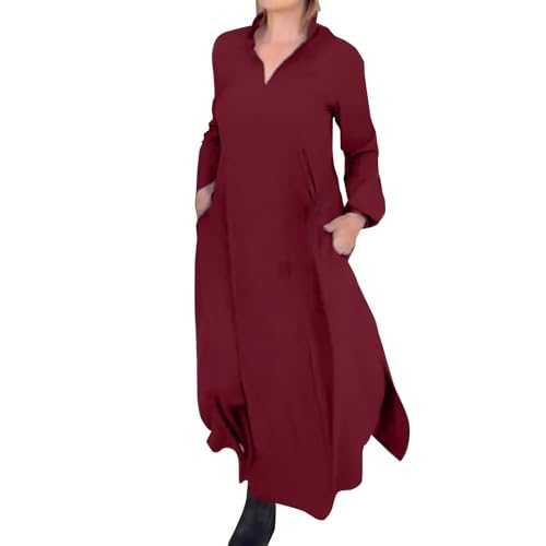 AMDOLE Dresses for Women UK Loose Plain Maxi Dresses Casual Long Dresses with Pockets Fashion Maxi Dresses for Women UK