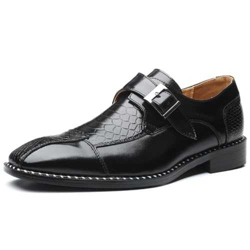 Single Monk Strap Loafers for Mens Slip On Wedding Dress Leather Shoe Fashion Buckle Plain Toe Wedding Dress Leather Shoe