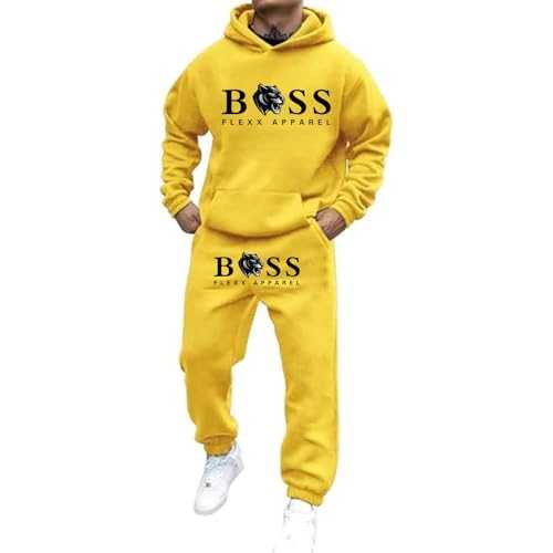 Men's Tracksuits Set Fleece Ribbed Cuff Sweatshirts Cotton Blend Joggers 2 Piece Athletic Sweat Suits Long Sleeve Running Joggers Set Lounge Wear Set Sweatpants and Sweatshirt Xmas