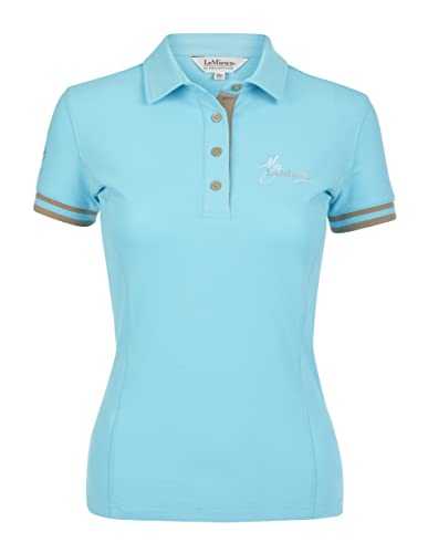 LeMieux Women's Short Sleeve Polo Shirt - Soft Flattering Slim Fit Button Up - Casual Breathable Quick Dry Golf Tennis Sports Ladies Activewear Top