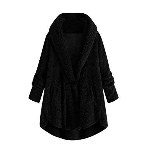Women Faux Fleece Jacket TUDUZ Ladies Winter Warm Plush Hooded Coat Tops Solid Plus Size Loose Teddy Bear Outwear
