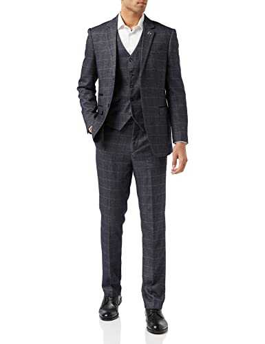 Mens Herringbone Tweed Check 3 Piece Suit Smart Classic 1920s Retro Tailored Fit