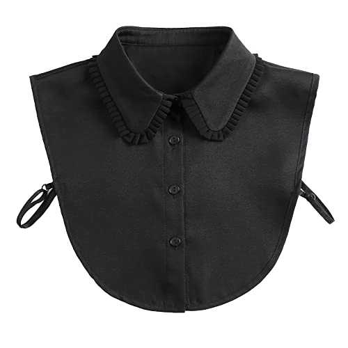 NiceYnn Detachable Victorian Pleated Lapel Shirt Collar Vintage Elegant Girls Women's False Collar Chiffon Half Shirt Blouse Mock Neck Top