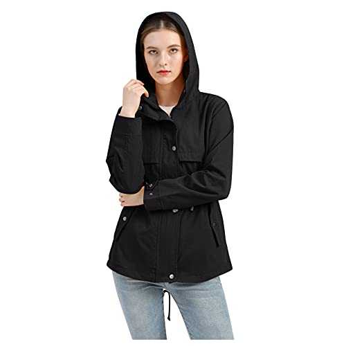 Poncho Waterproof Women Casual Solid Jacket Outdoor Plus Size Hooded Windproof Loose Coat Long Outdoor Womens Waterproof Jackets Lightweight Sale Clearance Daily Essentials Ski Jacket Womens