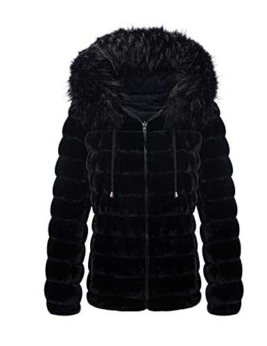 Geschallino Women's Faux Fur Fleece Coat, The Fluffy Fuzzy Sherpa Shearling Jacket with Hood for Autumn and Winter