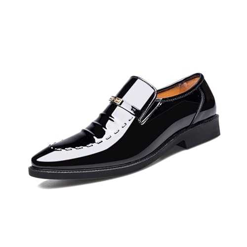 EsaSam Men Fashion Formal Business Shoe Pointed Toe Shiny Patent Leather Lace Up Dress Tuxedo Wedding Oxford