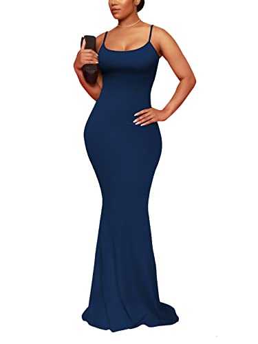 Hafailia Women's Casual Soft Lounge Long Slip Dress Sexy Sleeveless Bodycon Maxi Dresses Evening Formal Cocktail