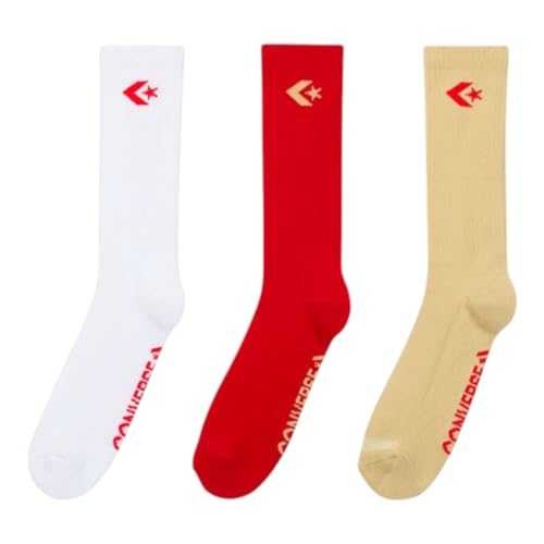 Men's Star Chevron Crew Socks 3 Pack (US, Alpha, One Size, Regular, Regular, White/Red/Miso), White/Red/Miso, One Size