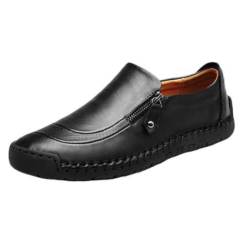 SRTUMEY Monk Strap Slip On Loafers Classic Zipper Formal Modern Business Casual Comfortable Formal Men's Leather Shoes Slip Proof Work Shoes