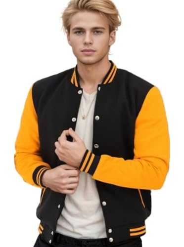 URBAN CREST Varsity Jacket Men - High School Letterman Bomber Style Fleece Baseball Jackets For Men