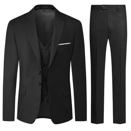 Allthemen Mens Suits 3 Piece Regular Fit Formal Dress Suit Two Buttons Business Suit Jacket Trousers