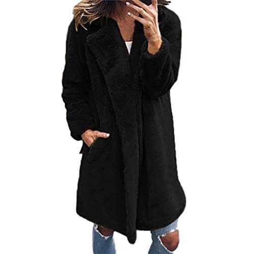 Women Fuzzy Faux Fur Coat Plus Size Thick Warm Casual Fleece Jacket Pullover Jumper Girls Vintage Fluffy Soft Sweatshirt Winter Parka Outerwear