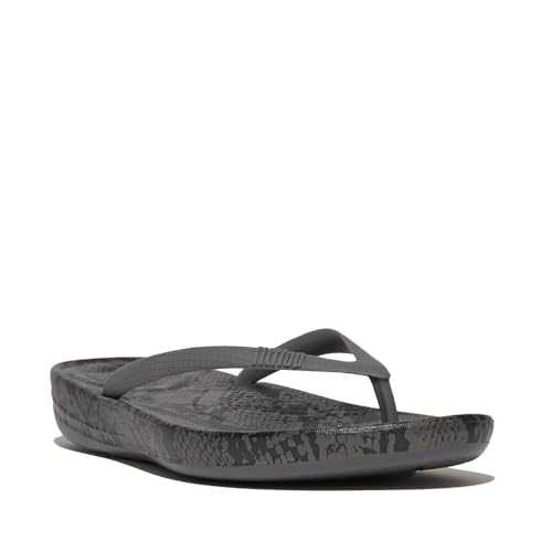 Women's Iqushion Snake-Print Ergonomic Flip-Flops Sandal