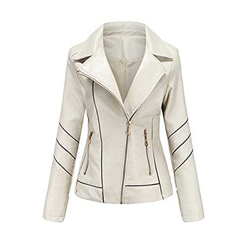 Leather Jackets for Women Clearance, Women's PU Solid StCollar Zip Motorcycle Suit Coat Jacket Tops Sale UK Ladies Casual Loose Cardigans Shirt Coat Jackets Trench Topcoats