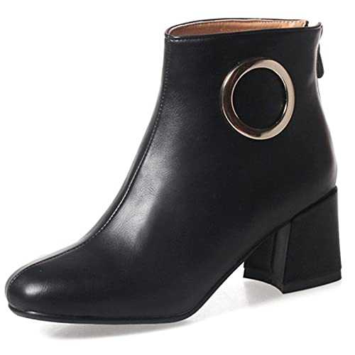 CUTEHEELS Women Casual Ankle Boots with Block Heel and Round Toe for Work/Utility