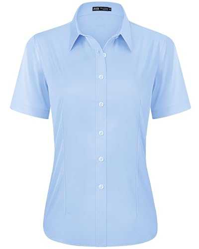 J.VER Womens Button Down Shirts Stretch Wrinkle Free Formal Short Sleeve Dress Shirt Summer Work Blouses Business Casual Tops