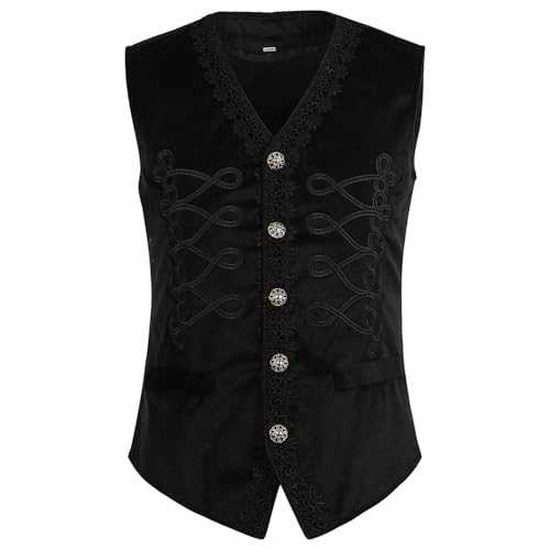 Men's Gothic Waistcoat Floral Jacquard Retro Tuxedo Vest Pocket Square Single Breasted Wedding Party Business Fit Vest Suit for Partys Prom Size S-2xl