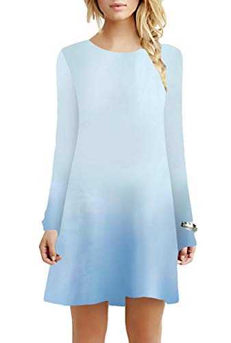 YMING Women's Casual Short Sleeve Mid Length Dress Commuting Loose Round Neck Solid Mini Dress